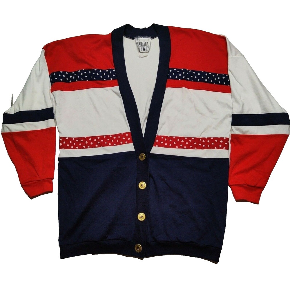 VTG‎ Barbara Gerwit Women Medium Americana Cardigan Sweater Made in USA